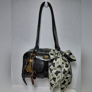 Gray Handbag with Free Butterfly Scarf And Charms